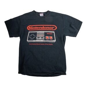 Men's Nintendonor Shirt Size Large Black Short Sleeve Crew Neck Cotton